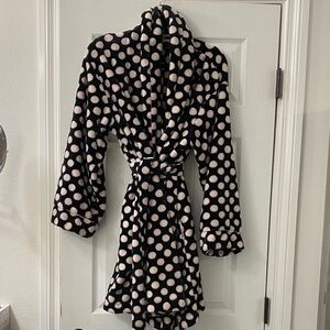 Kate Spade Black and Pink Polka Dot Robe